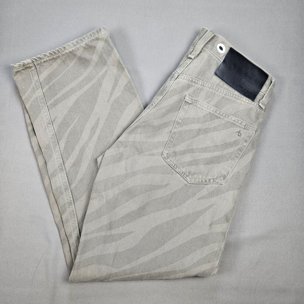 Rag & Bone Maya Green Zebra Denim Pants Size 24 Relaxed Fit